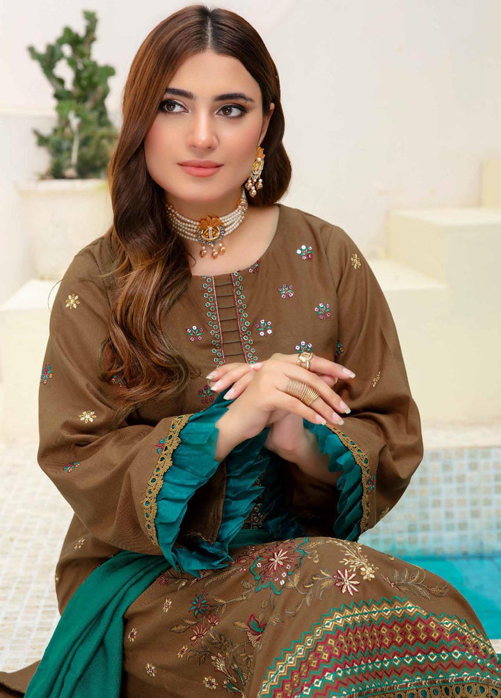Chantilly De Lace By Aalaya Embroidered Dhanak Suits Unstitched 3 Piece ALY23CDL-V1 D-08 - Winter Collection
