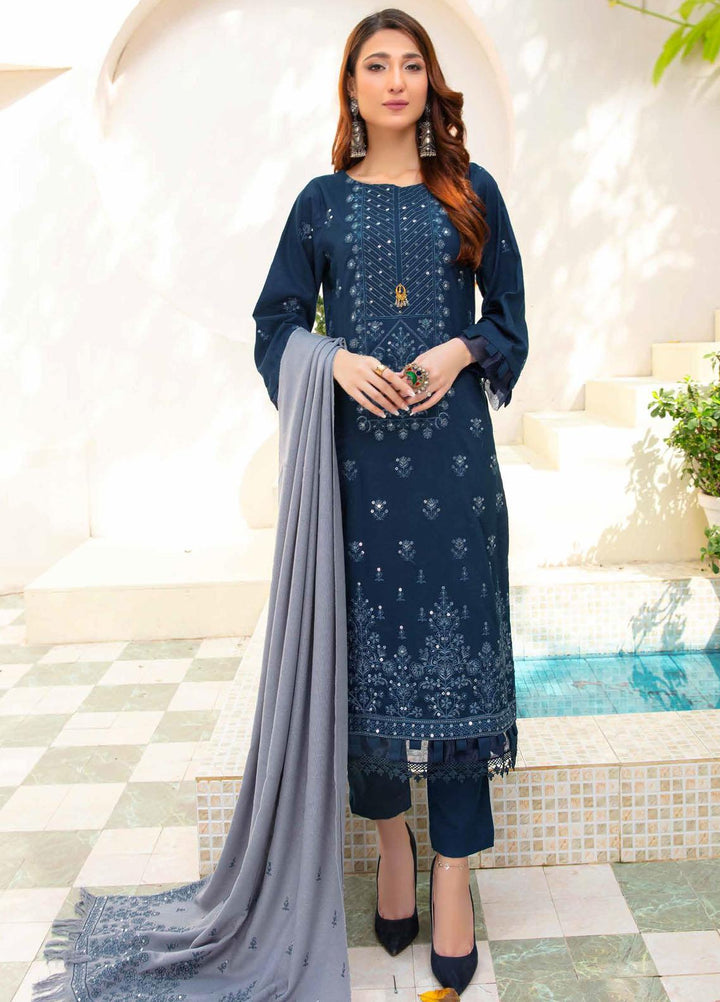 Chantilly De Lace By Aalaya Embroidered Dhanak Suits Unstitched 3 Piece ALY23CDL-V1 D-09 - Winter Collection