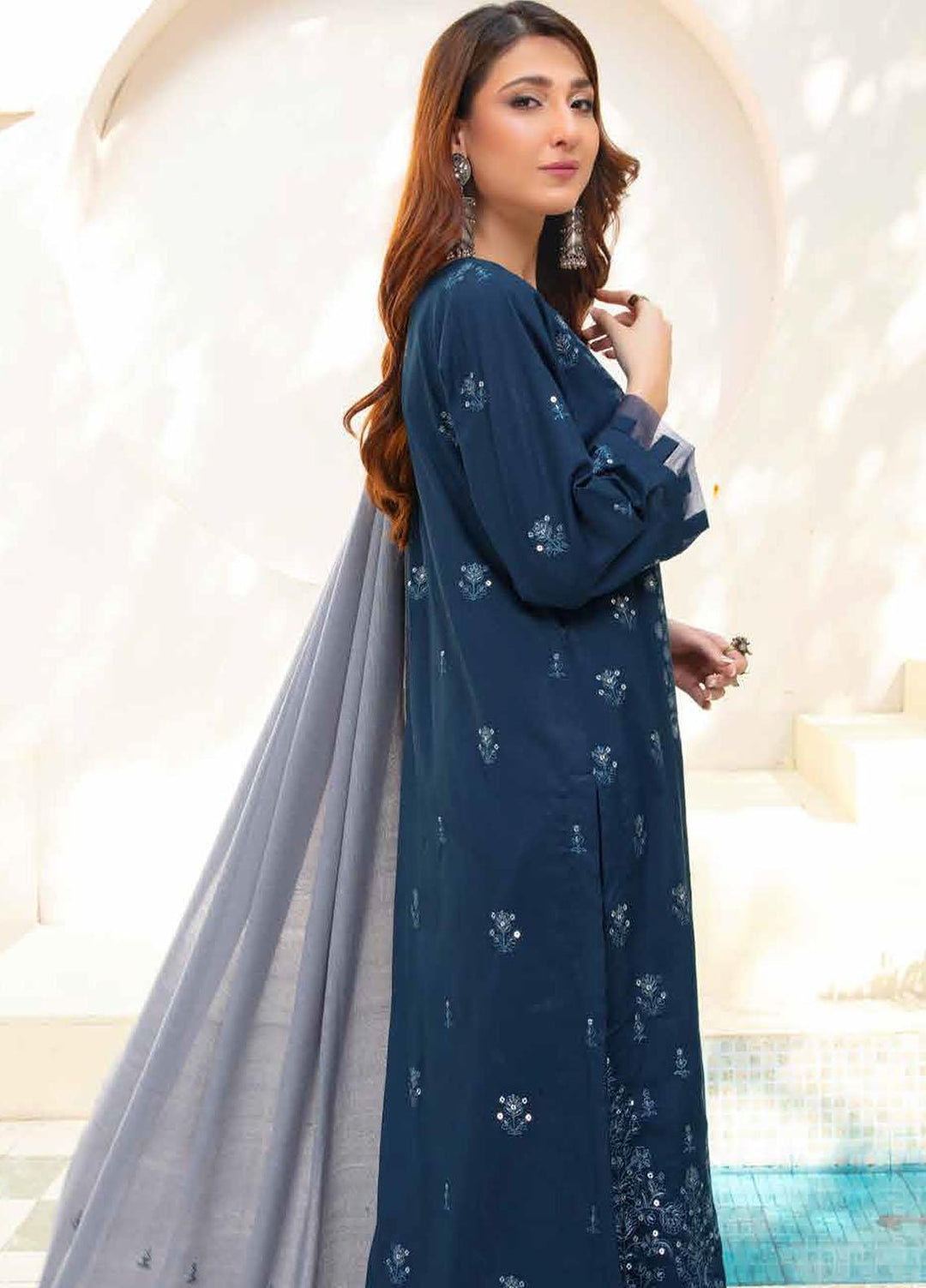 Chantilly De Lace By Aalaya Embroidered Dhanak Suits Unstitched 3 Piece ALY23CDL-V1 D-09 - Winter Collection