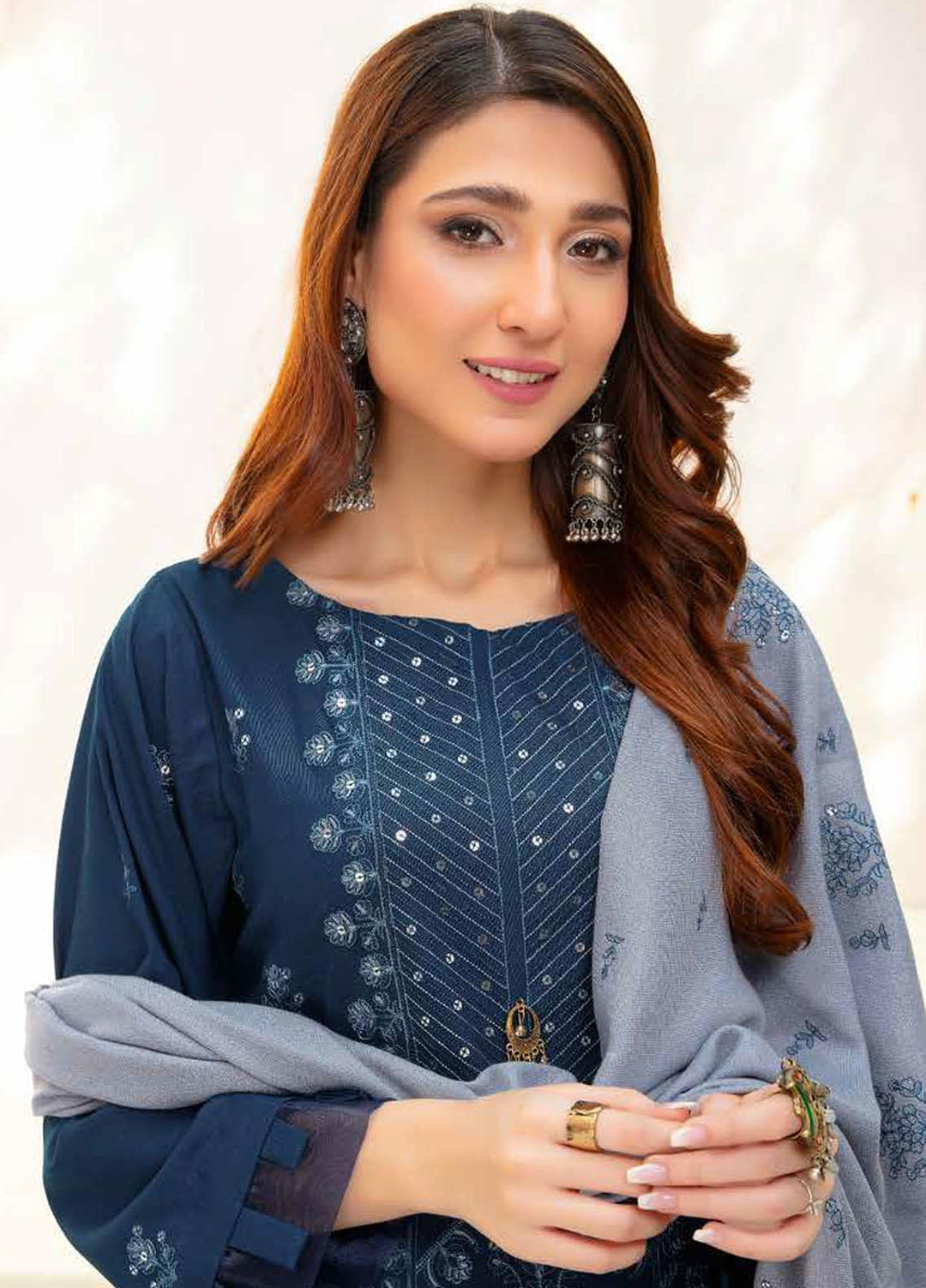 Chantilly De Lace By Aalaya Embroidered Dhanak Suits Unstitched 3 Piece ALY23CDL-V1 D-09 - Winter Collection