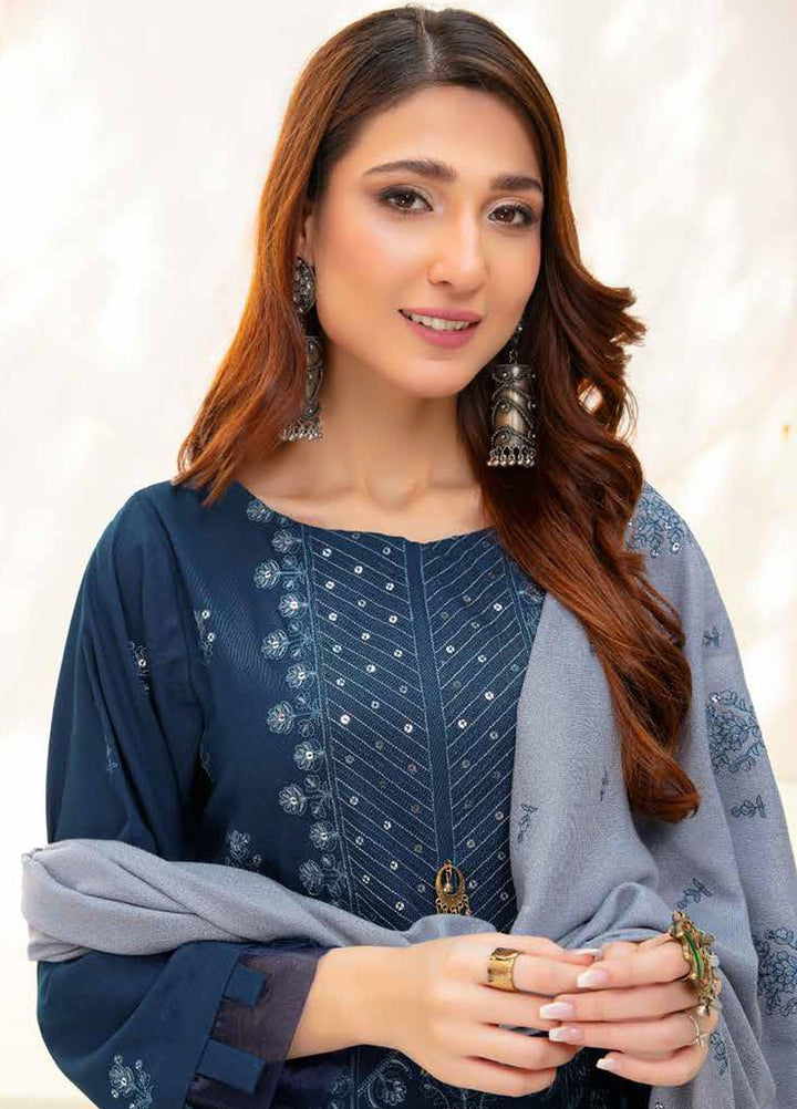 Chantilly De Lace By Aalaya Embroidered Dhanak Suits Unstitched 3 Piece ALY23CDL-V1 D-09 - Winter Collection