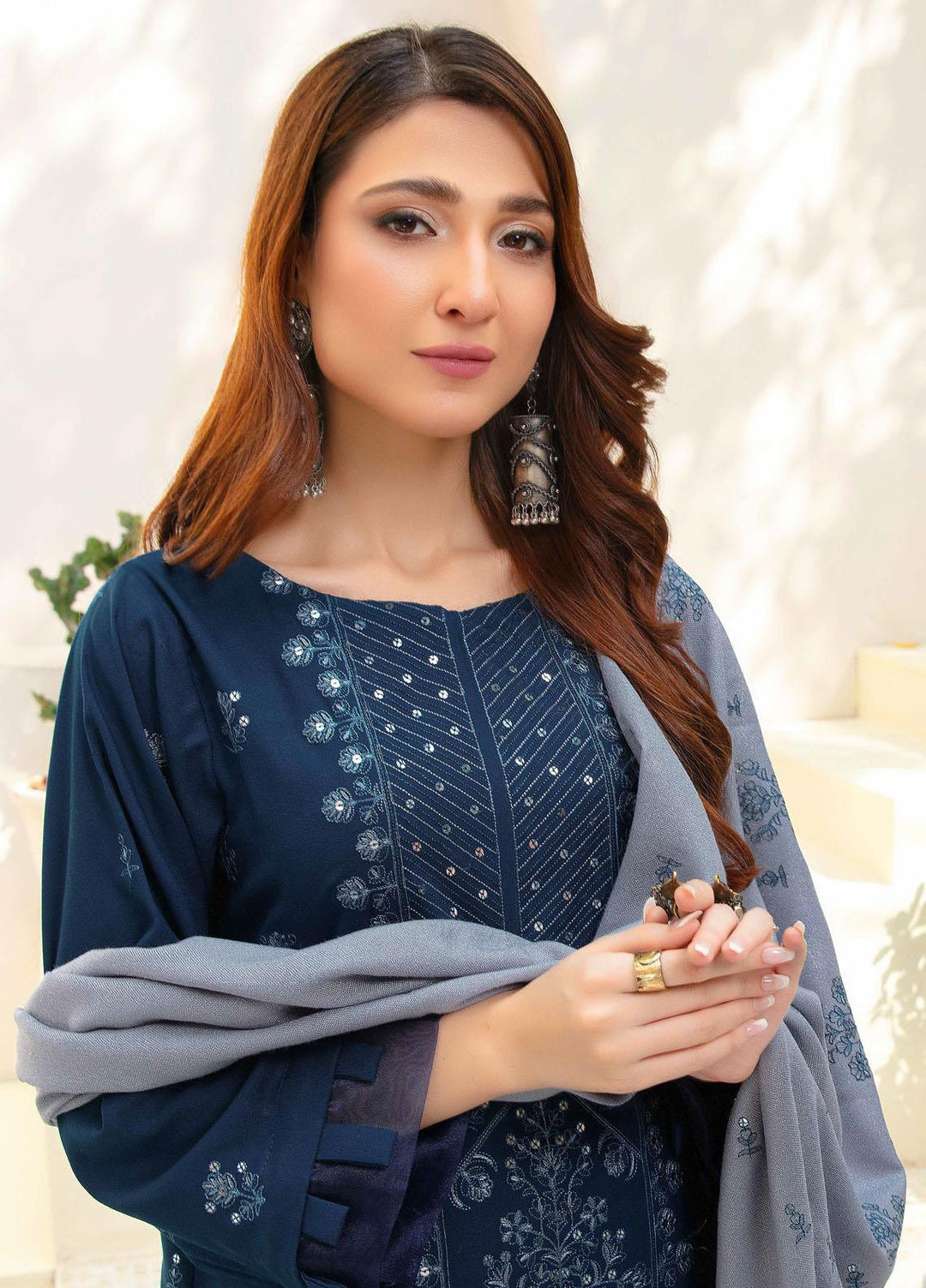 Chantilly De Lace By Aalaya Embroidered Dhanak Suits Unstitched 3 Piece ALY23CDL-V1 D-09 - Winter Collection
