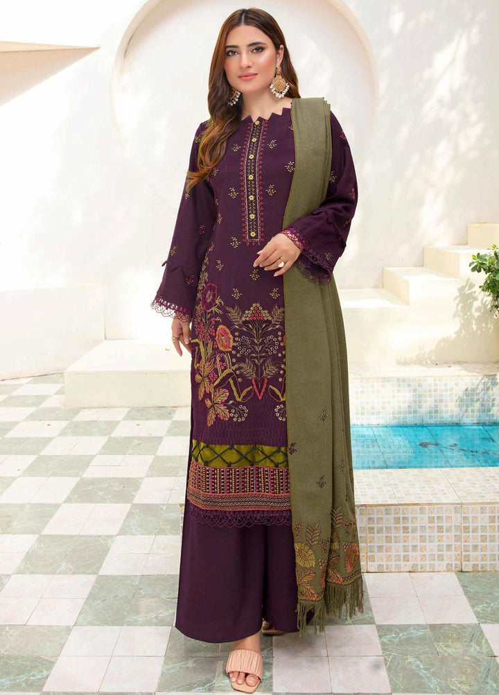 Chantilly De Lace By Aalaya Embroidered Dhanak Suits Unstitched 3 Piece ALY23CDL-V1 D-10 - Winter Collection