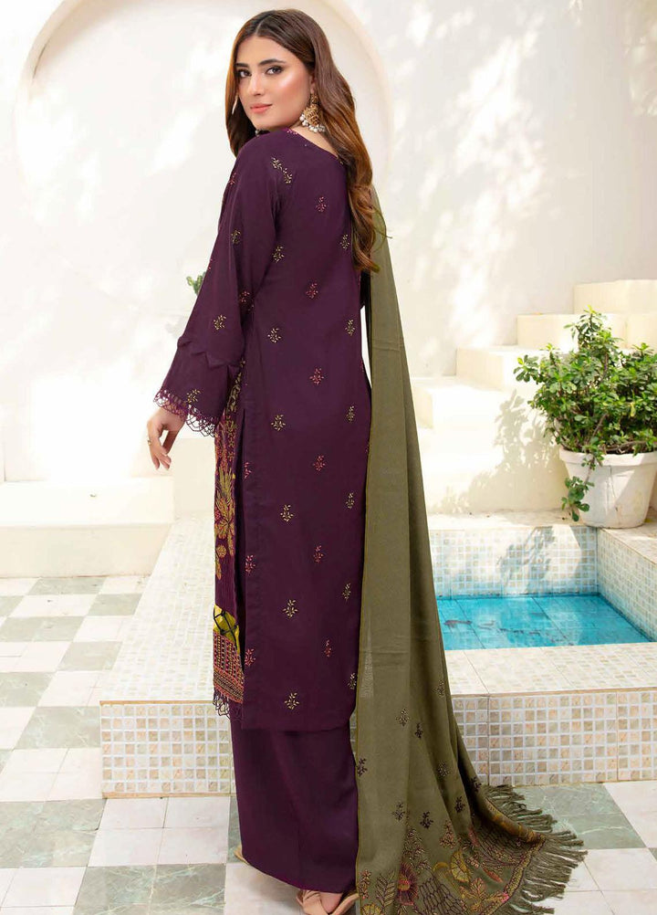 Chantilly De Lace By Aalaya Embroidered Dhanak Suits Unstitched 3 Piece ALY23CDL-V1 D-10 - Winter Collection