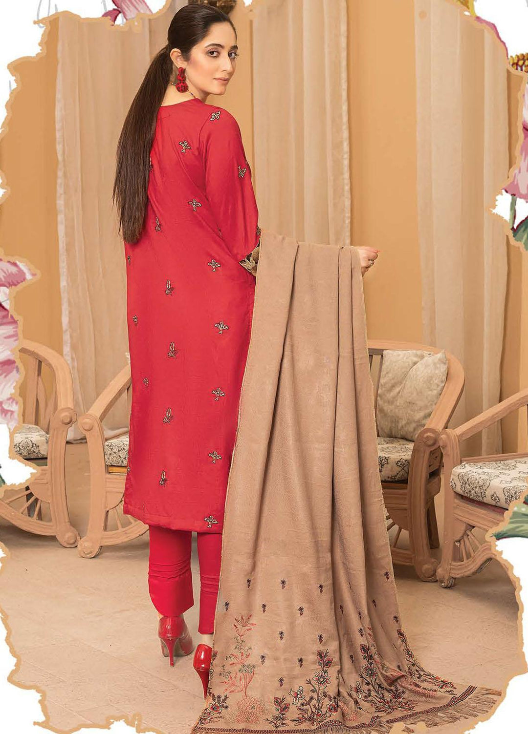 Chantilly De Lace By Aalaya Embroidered Dhanak Suits Unstitched 3 Piece ALY22CDL-V4 DE-01 - Winter Collection