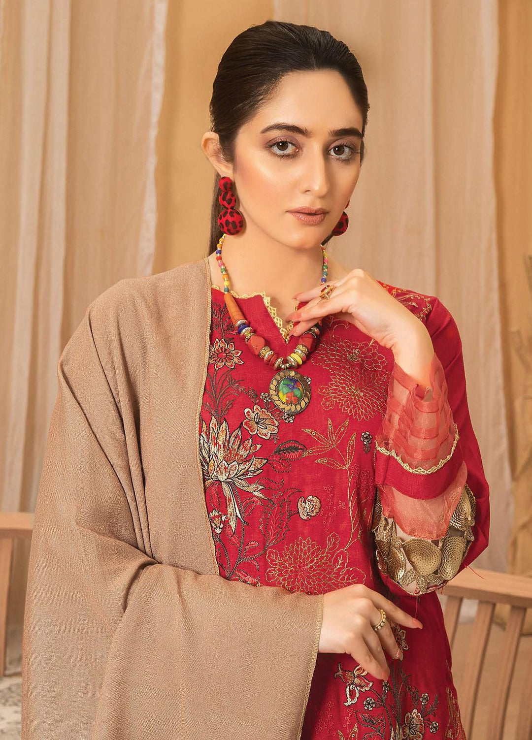 Chantilly De Lace By Aalaya Embroidered Dhanak Suits Unstitched 3 Piece ALY22CDL-V4 DE-01 - Winter Collection
