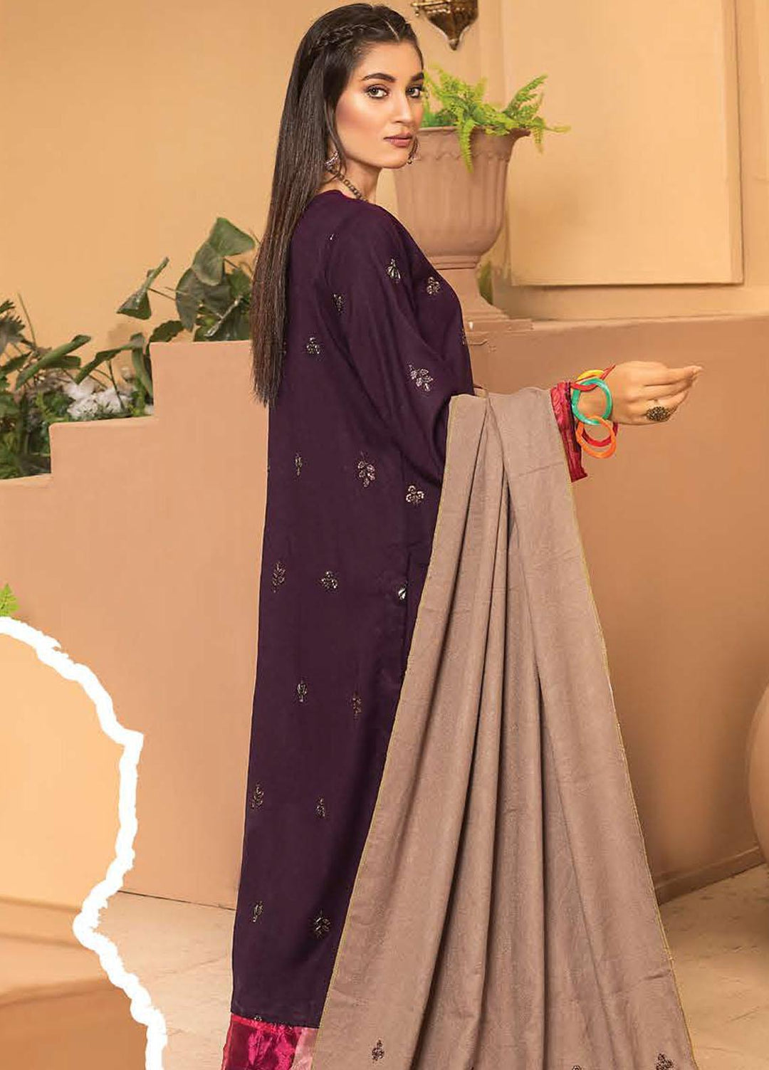 Chantilly De Lace By Aalaya Embroidered Dhanak Suits Unstitched 3 Piece ALY22CDL-V4 DE-02 - Winter Collection