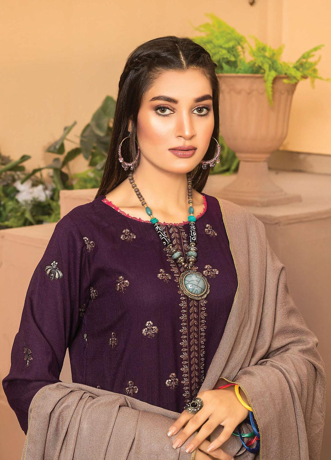 Chantilly De Lace By Aalaya Embroidered Dhanak Suits Unstitched 3 Piece ALY22CDL-V4 DE-02 - Winter Collection