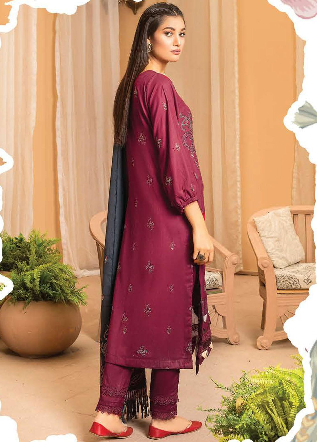 Chantilly De Lace By Aalaya Embroidered Dhanak Suits Unstitched 3 Piece ALY22CDL-V4 DE-04 - Winter Collection
