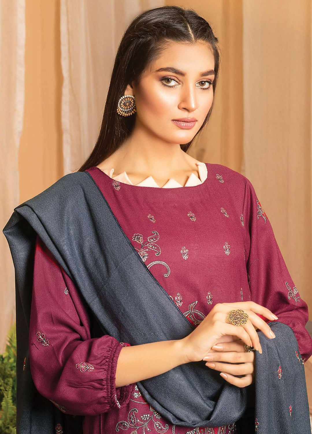 Chantilly De Lace By Aalaya Embroidered Dhanak Suits Unstitched 3 Piece ALY22CDL-V4 DE-04 - Winter Collection