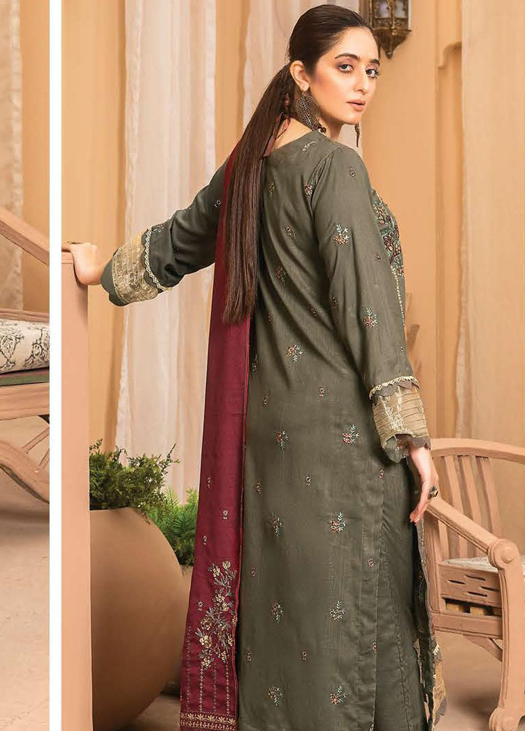 Chantilly De Lace By Aalaya Embroidered Dhanak Suits Unstitched 3 Piece ALY22CDL-V4 DE-07 - Winter Collection