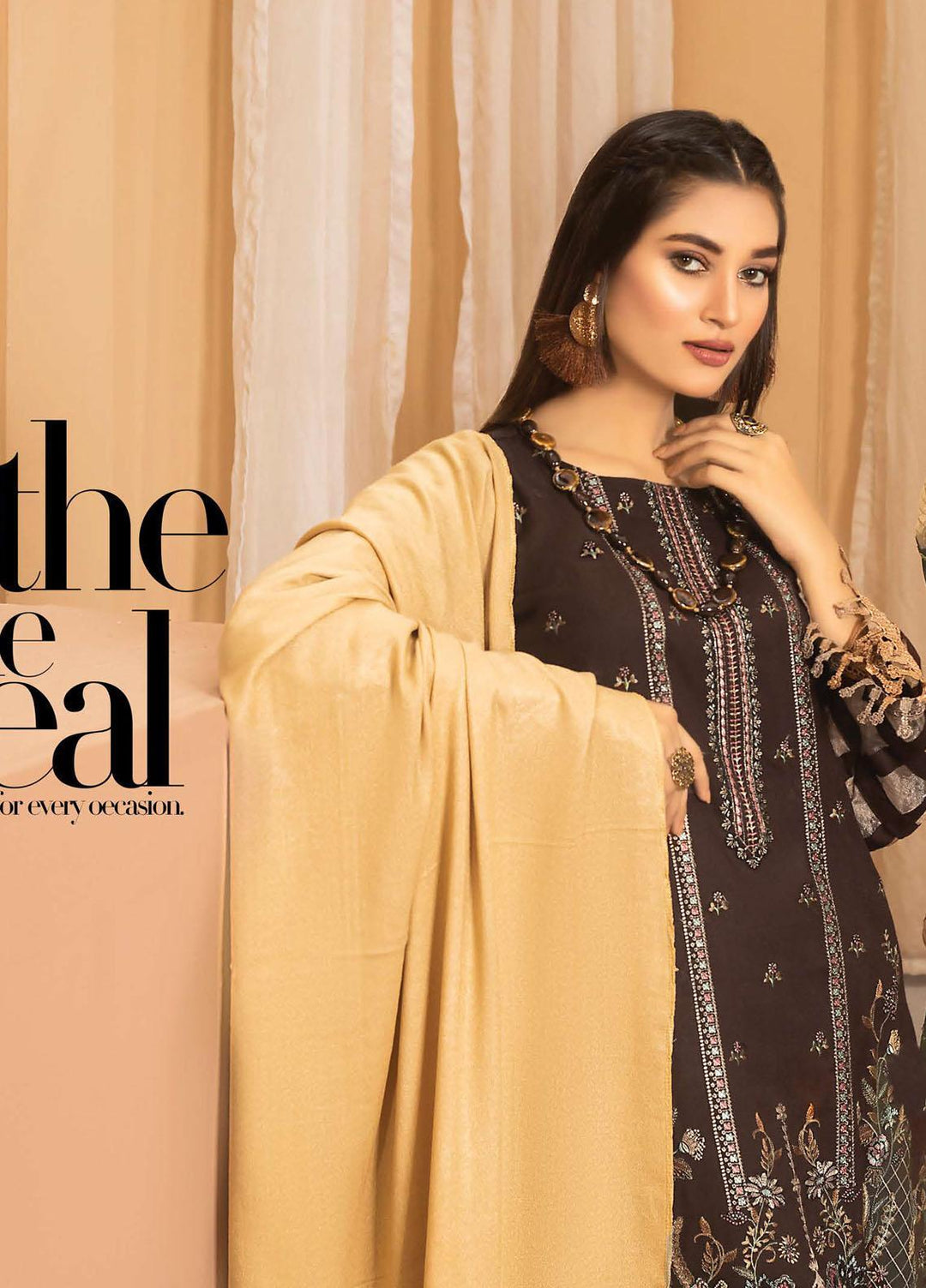 Chantilly De Lace By Aalaya Embroidered Dhanak Suits Unstitched 3 Piece ALY22CDL-V4 DE-10 - Winter Collection