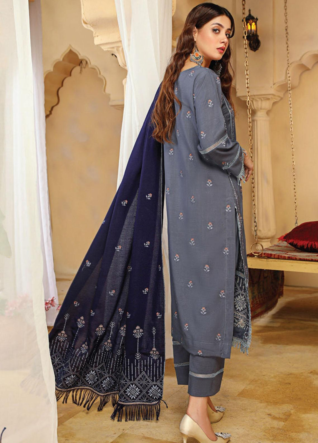 Chantilly De Lace By Aalaya Embroidered Dhanak Suits Unstitched 3 Piece ALY22CDL D-09 - Winter Collection