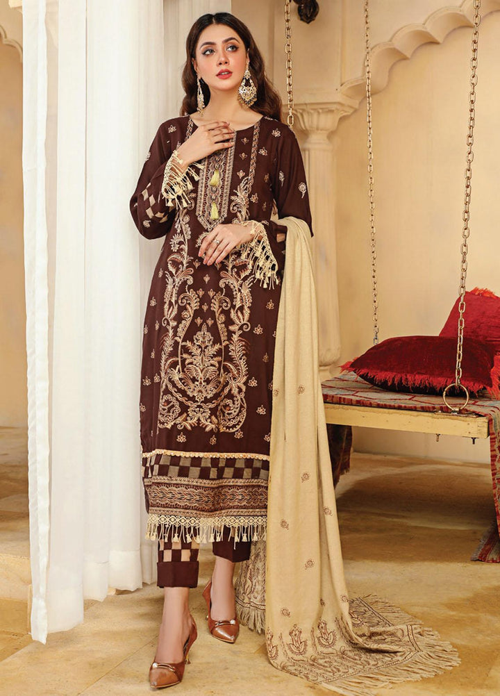 Chantilly De Lace By Aalaya Embroidered Dhanak Suits Unstitched 3 Piece ALY22CDL D-10 - Winter Collection