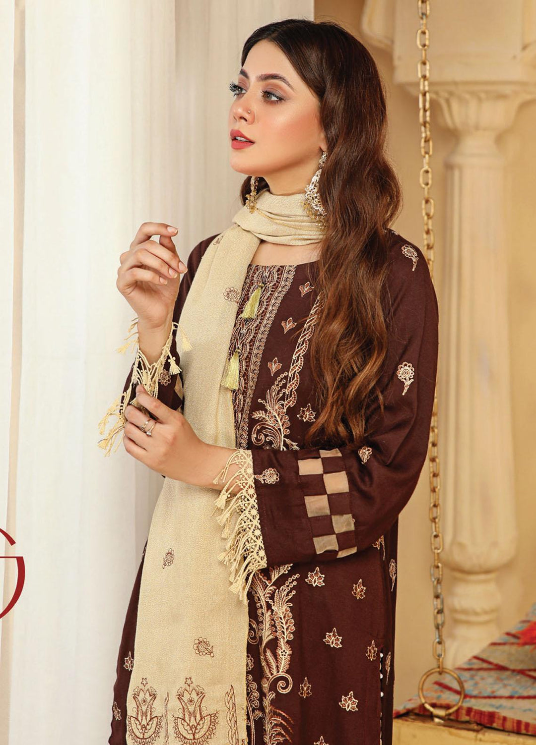 Chantilly De Lace By Aalaya Embroidered Dhanak Suits Unstitched 3 Piece ALY22CDL D-10 - Winter Collection
