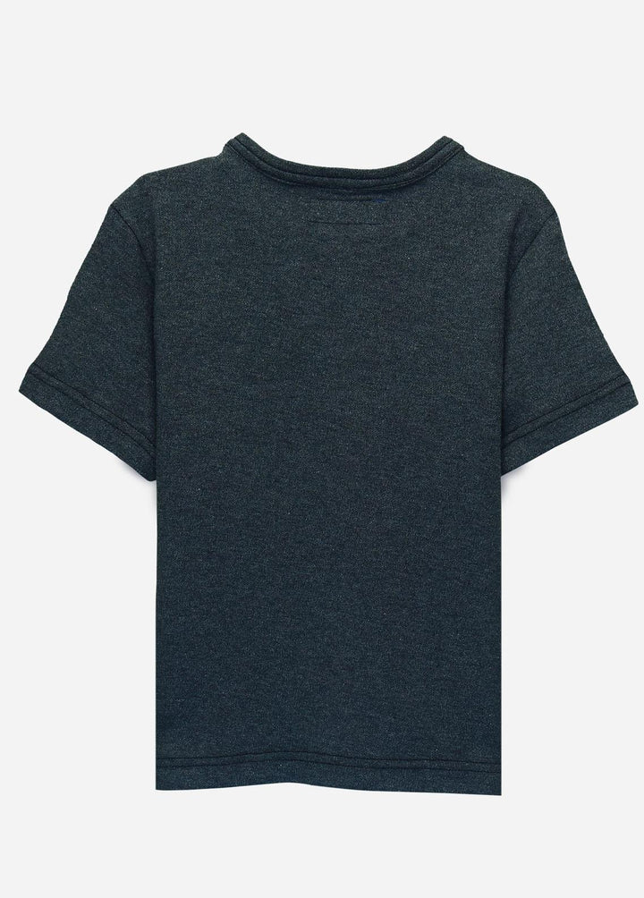 Brumano Cotton Casual Boys T-Shirts -  Charcoal Pique Short Sleeves Casual T-Shirt