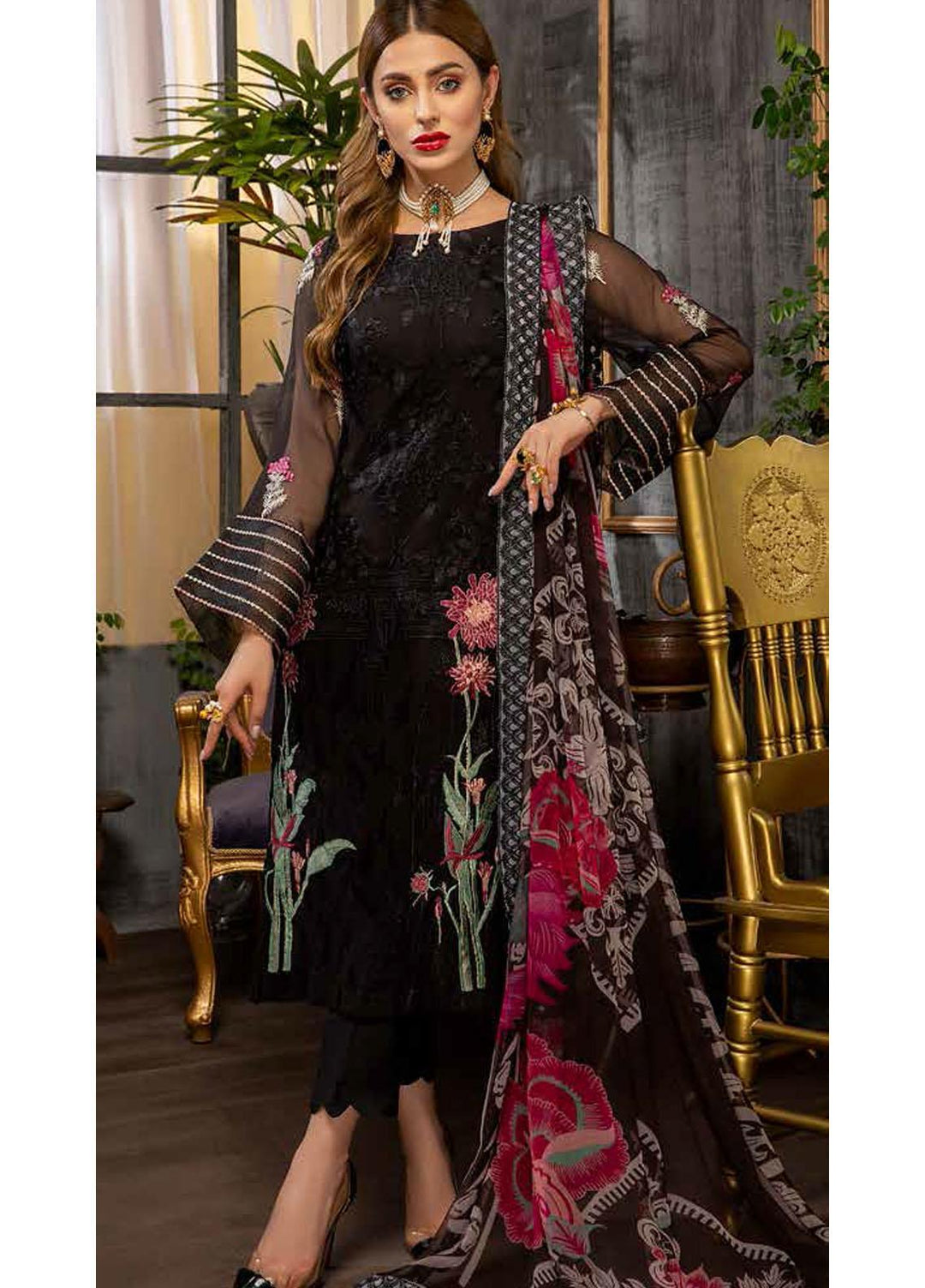 Charizma Embroidered Chiffon Suits Unstitched 3 Piece CRZ21AE CAL-001 - Luxury Collection