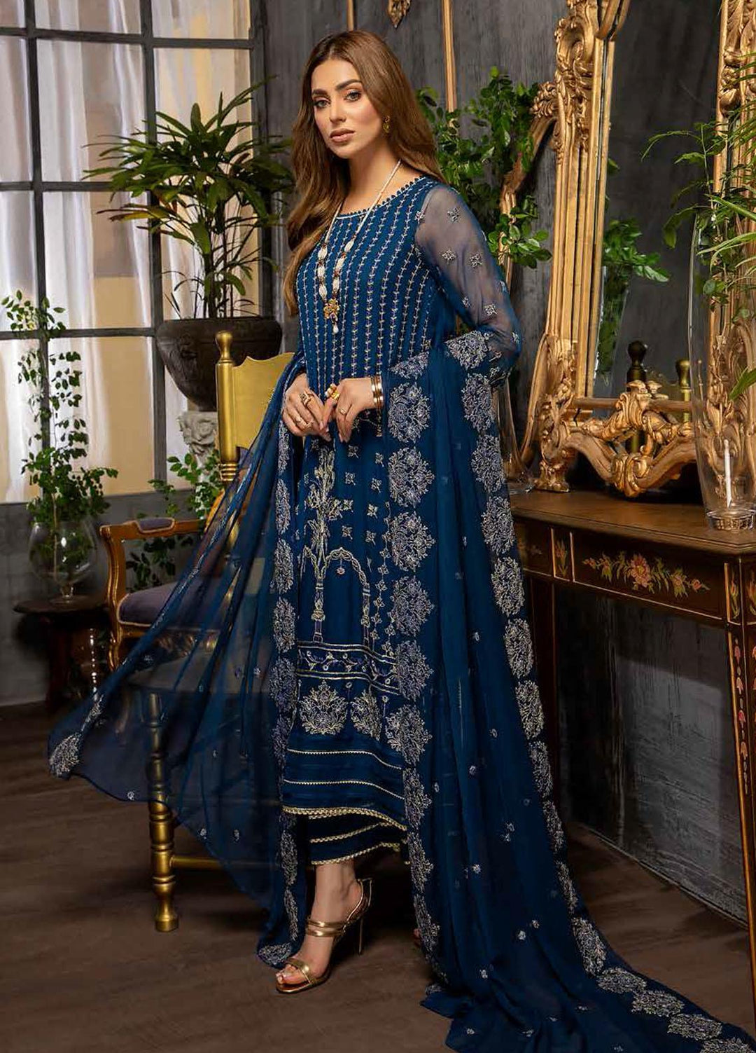Charizma Embroidered Chiffon Suits Unstitched 3 Piece CRZ21AE CAL-003 - Luxury Collection