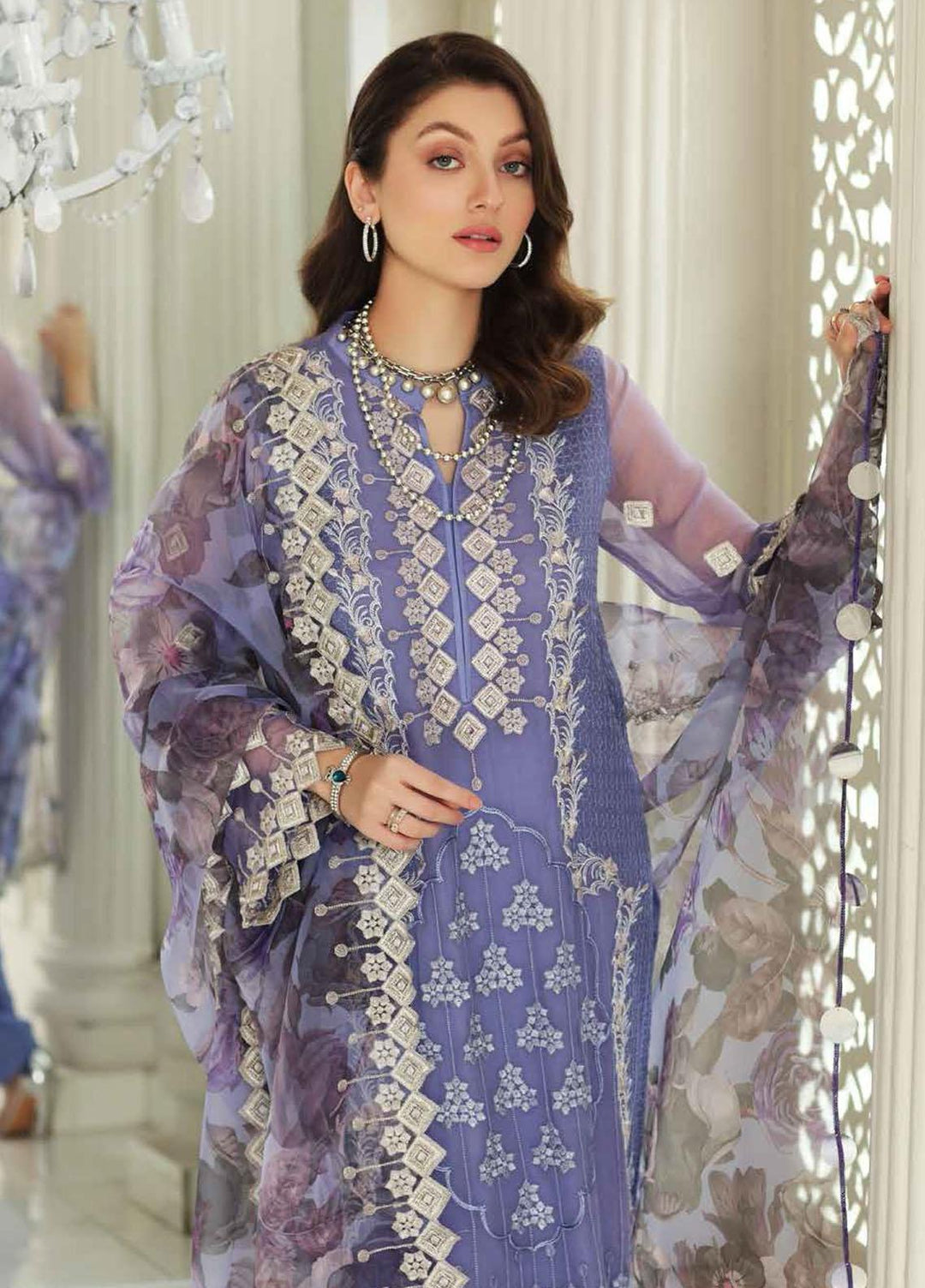 Charizma Embroidered Chiffon Suits Unstitched 3 Piece CRZ21AE CAL-006 - Luxury Collection