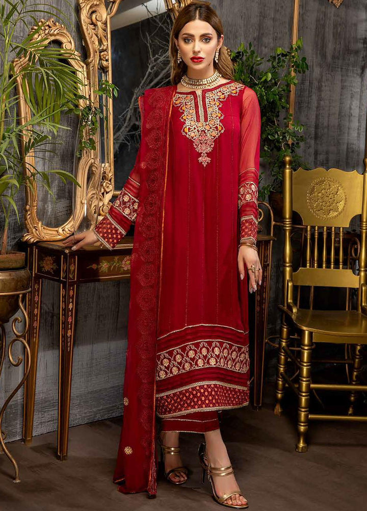 Charizma Embroidered Chiffon Suits Unstitched 3 Piece CRZ21AE CAL-007 - Luxury Collection