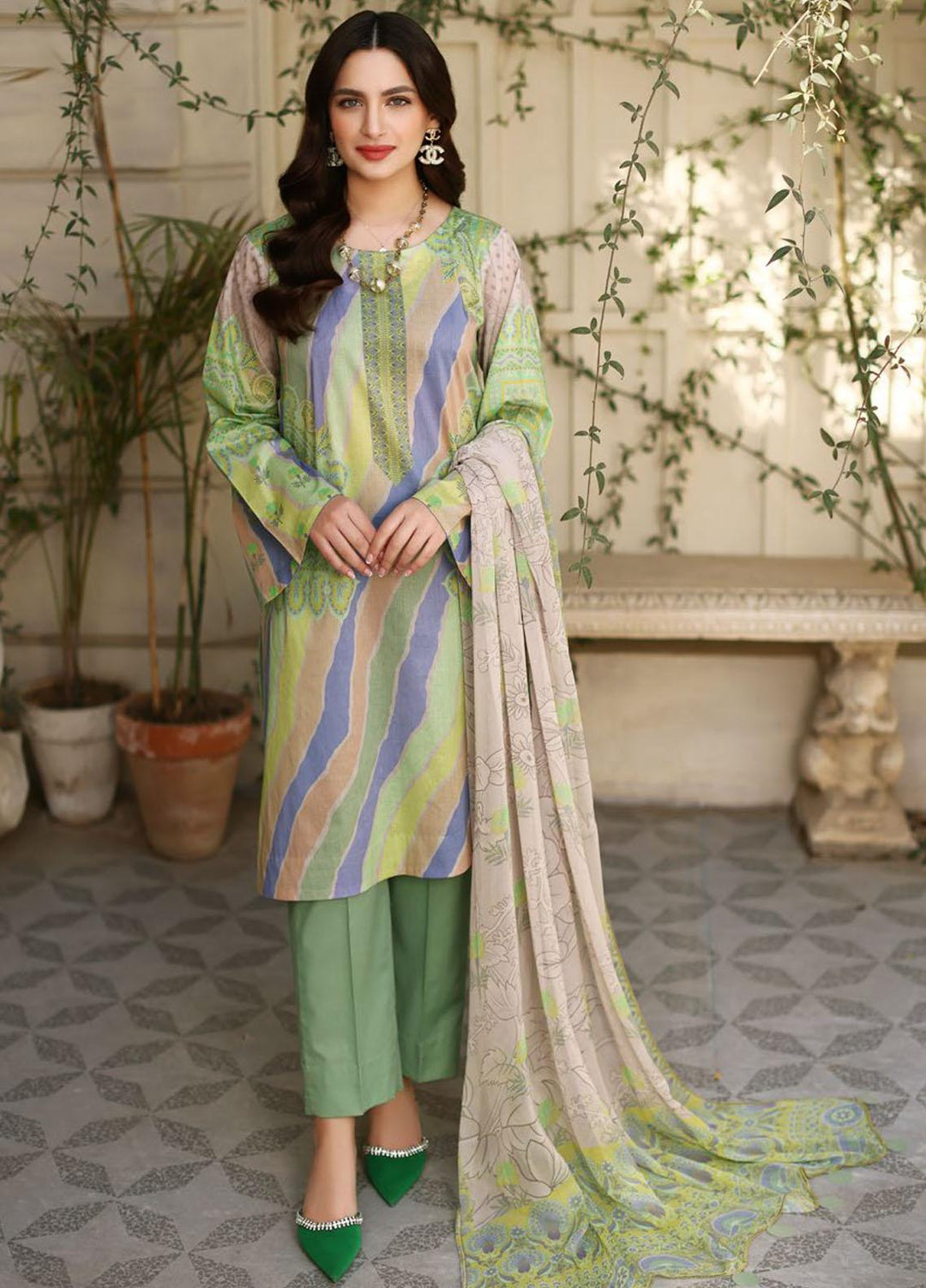Charizma Printed Lawn Suits Unstitched 3 Piece CRZ23CP-V2 CP-012-A - Summer Collection