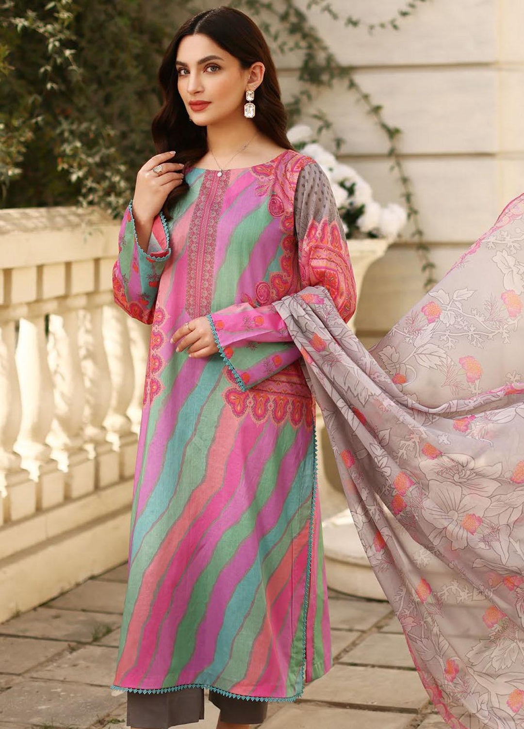 Charizma Printed Lawn Suits Unstitched 3 Piece CRZ23CP-V2 CP-012-B - Summer Collection