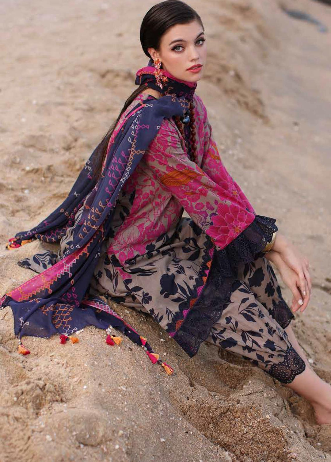 Charizma Embroidered Lawn Suits Unstitched 3 Piece CRZ24C CCS4-02 - Summer Collection
