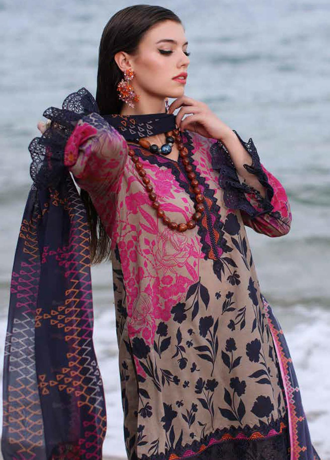 Charizma Embroidered Lawn Suits Unstitched 3 Piece CRZ24C CCS4-02 - Summer Collection