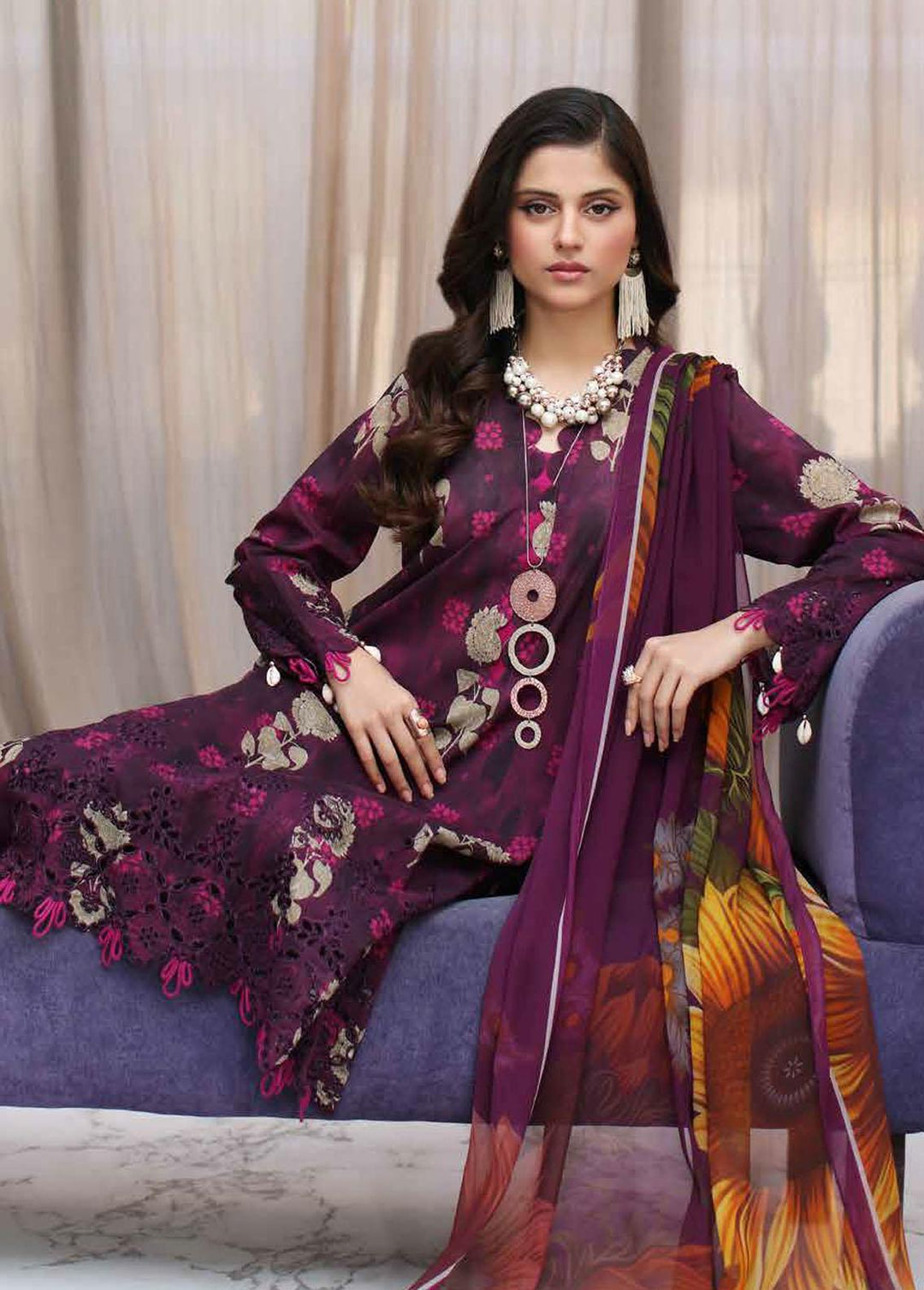 Charizma Embroidered Lawn Suits Unstitched 3 Piece CRZ24C CCS4-03 - Summer Collection