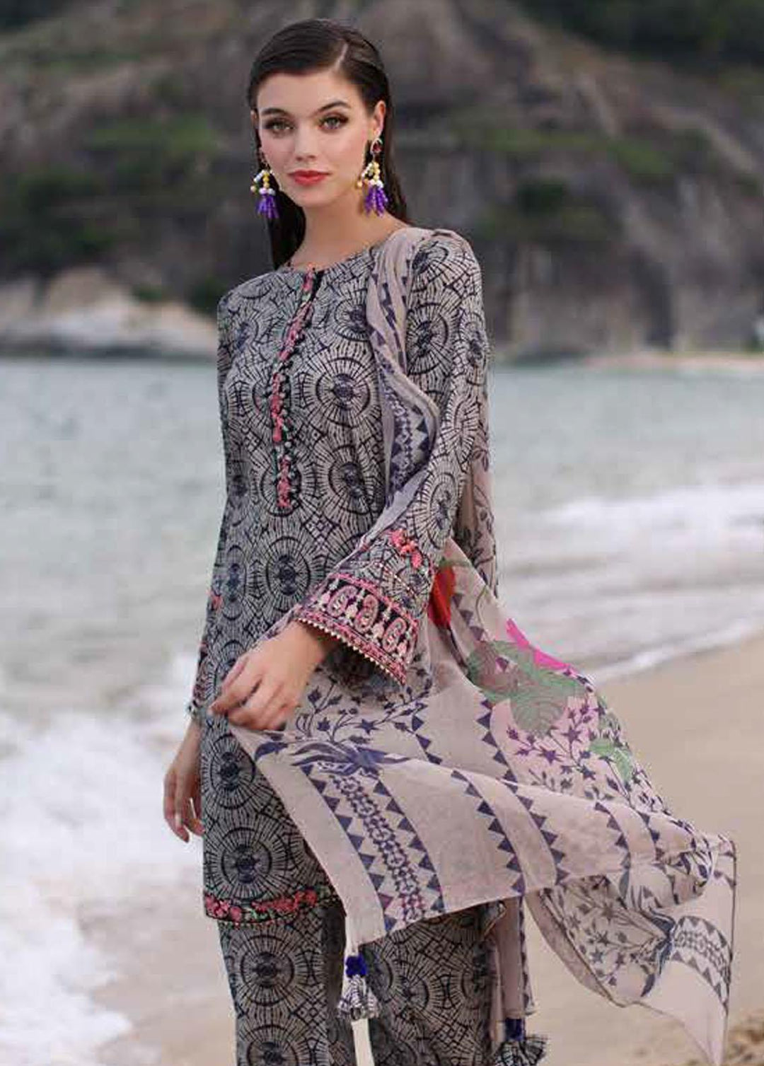 Charizma Embroidered Lawn Suits Unstitched 3 Piece CRZ24C CCS4-04 - Summer Collection