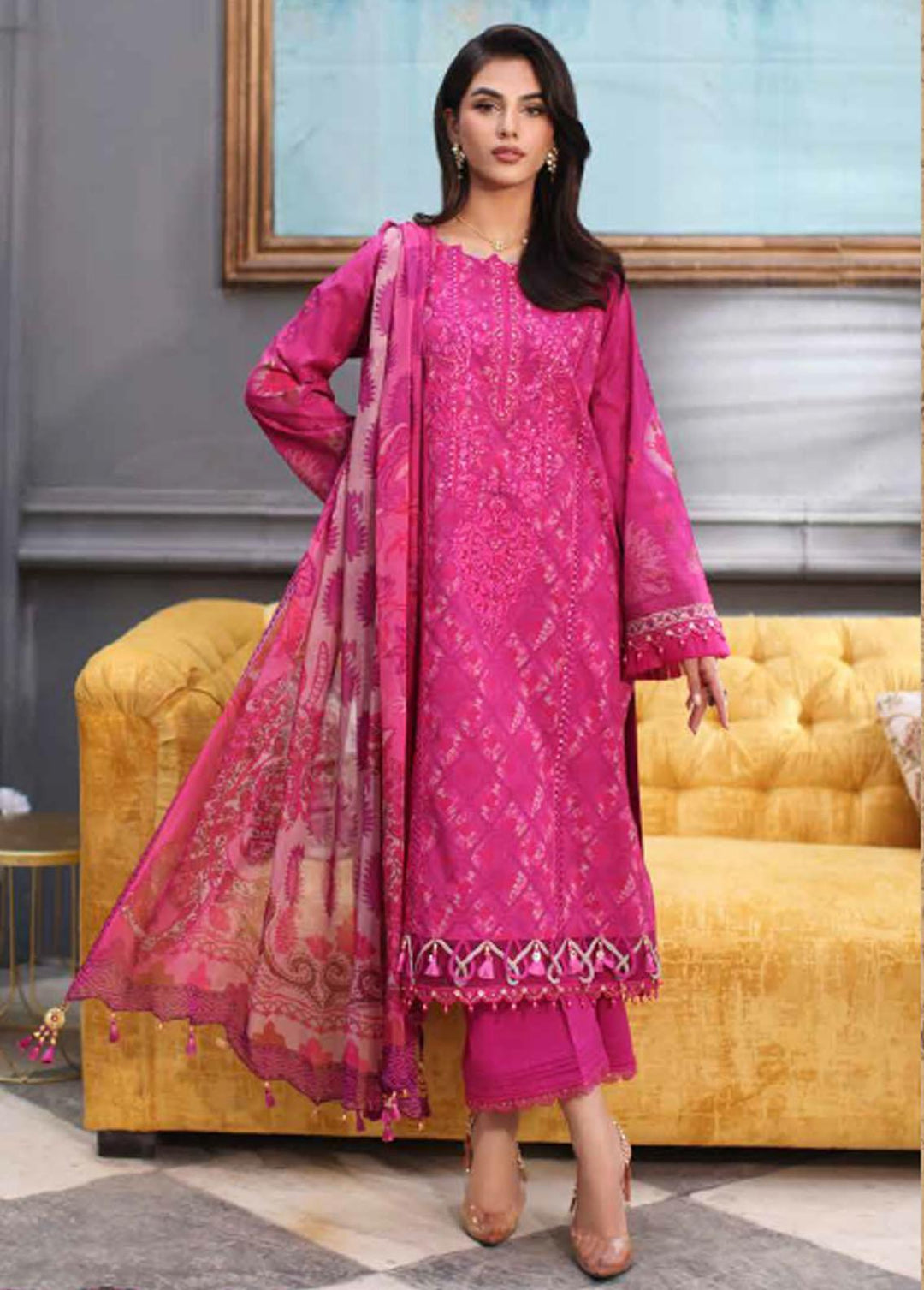 Charizma Embroidered Lawn Suits Unstitched 3 Piece CRZ24C CCS4-08 - Summer Collection