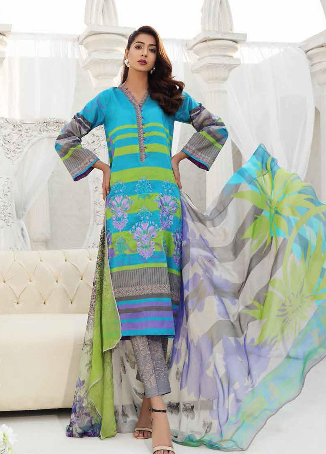 Charizma Embroidered Lawn Suits Unstitched 3 Piece CRZ21CB-1 CCW-01 - Summer Collection