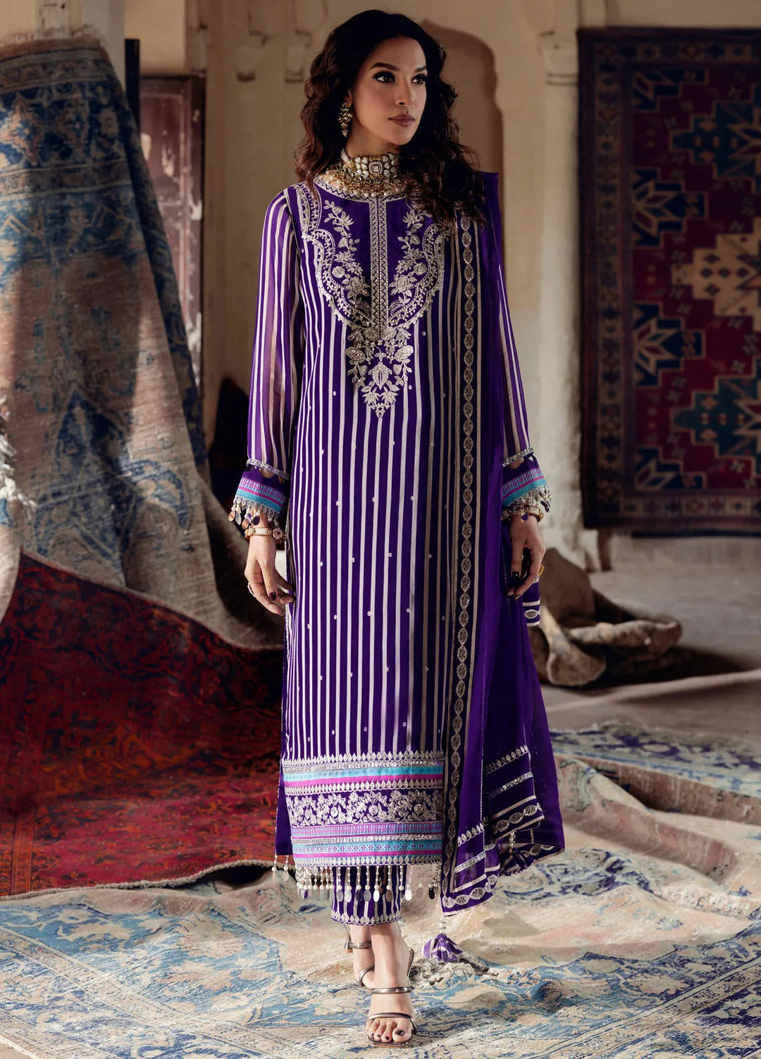 Charizma Embroidered Chiffon Suits Unstitched 4 Piece CR25LV VSL5-21 - Luxury Collection