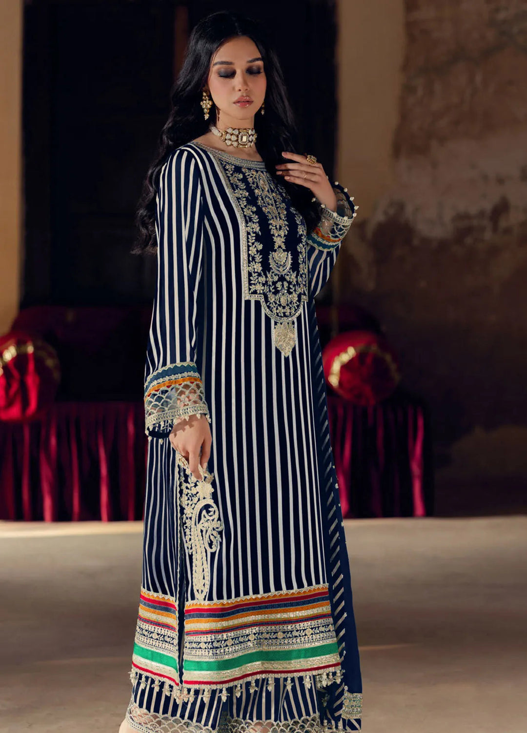 Charizma Embroidered Chiffon Suits Unstitched 4 Piece CR25LV VSL5-24 - Luxury Collection