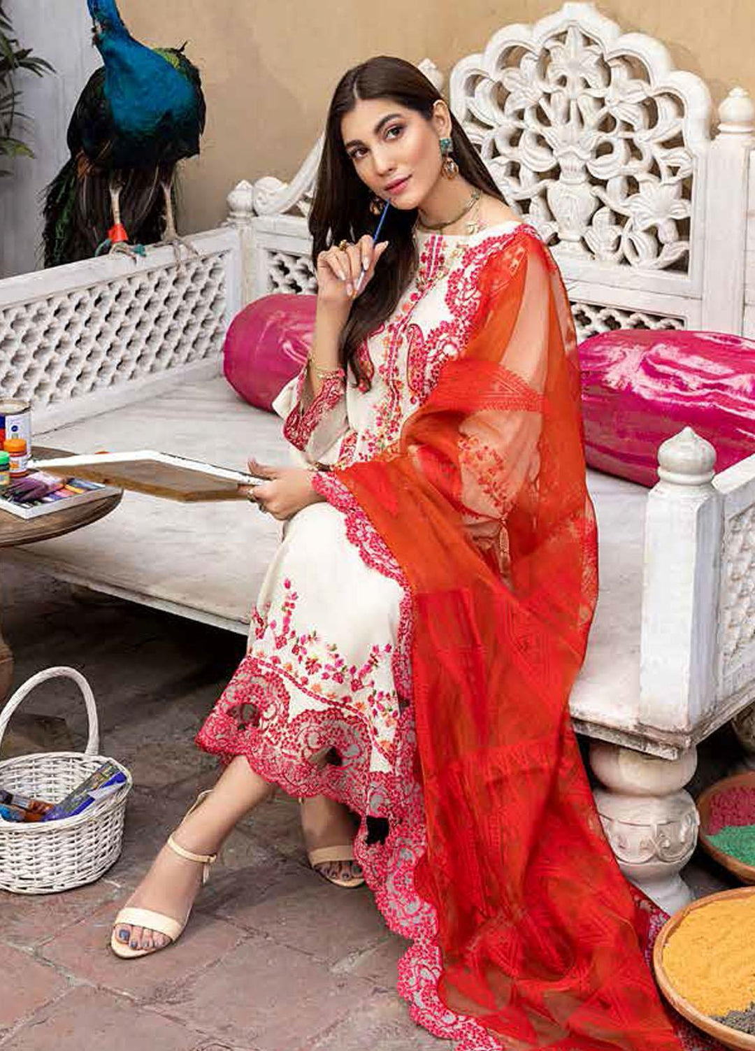 Charizma Embroidered Lawn Suits Unstitched 3 Piece CRZ22LK CLK-10 - Summer Collection