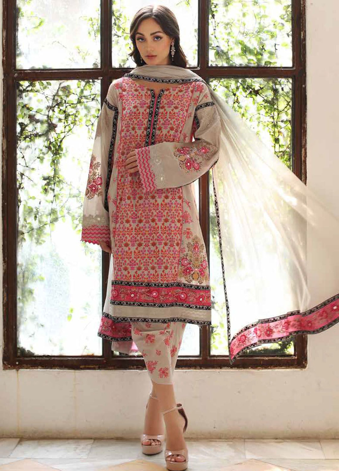 Charizma Embroidered Lawn Suit Unstitched 3 Piece CRZ24RE SR4-02 - Summer Collection