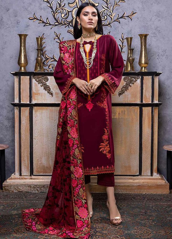 Charizma Embroidered Leather Peach Suits Unstitched 3 Piece CRZ22EL-1 VLS-02 - Winter Collection