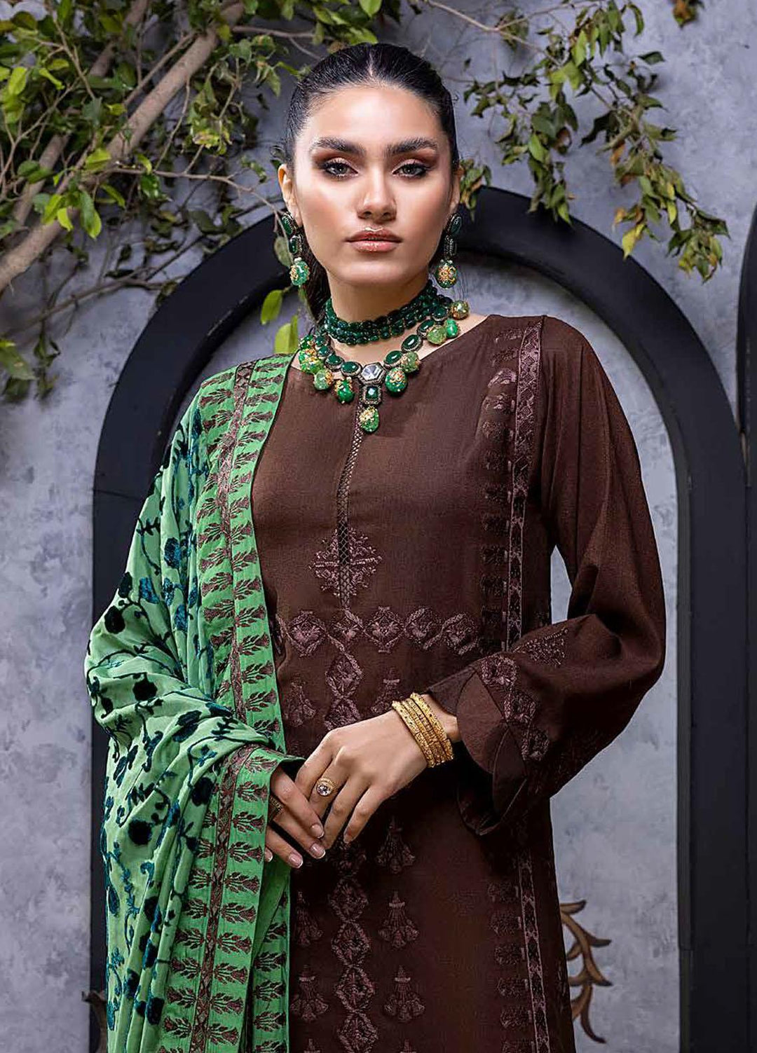 Charizma Embroidered Leather Peach Suits Unstitched 3 Piece CRZ22EL-1 VLS-03 - Winter Collection
