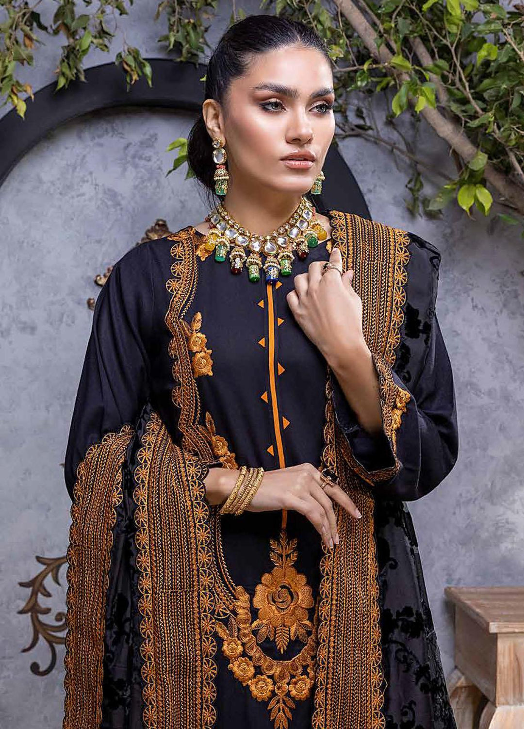 Charizma Embroidered Leather Peach Suits Unstitched 3 Piece CRZ22EL-1 VLS-04 - Winter Collection