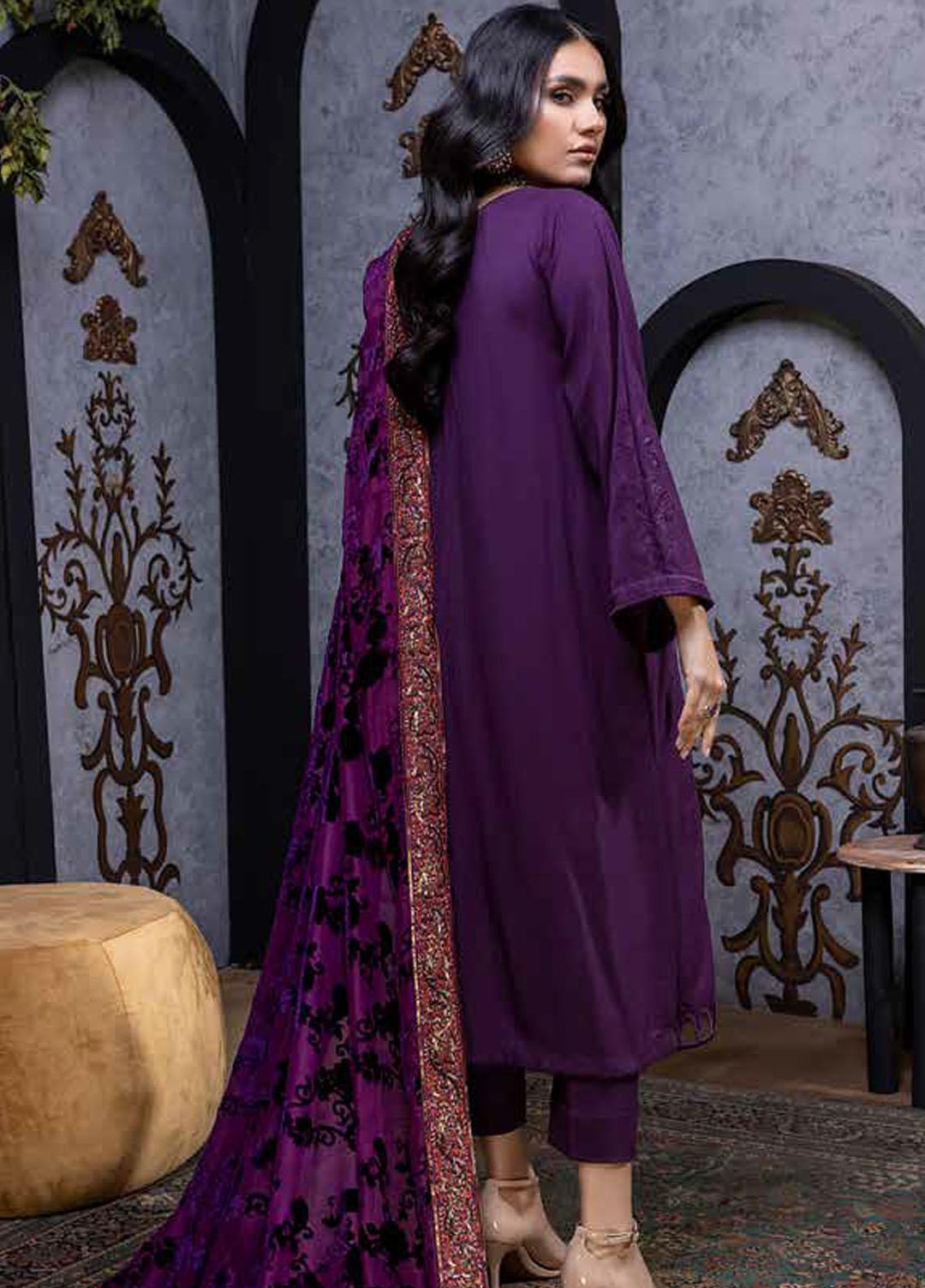 Charizma Embroidered Leather Peach Suits Unstitched 3 Piece CRZ22EL-1 VLS-05 - Winter Collection