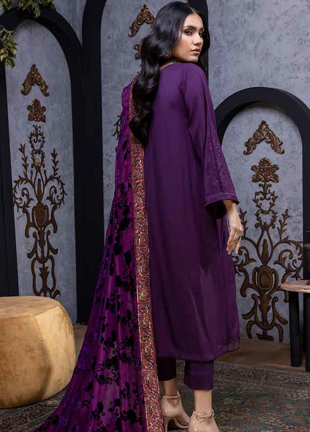 Charizma Embroidered Leather Peach Suits Unstitched 3 Piece CRZ22EL-1 VLS-05 - Winter Collection