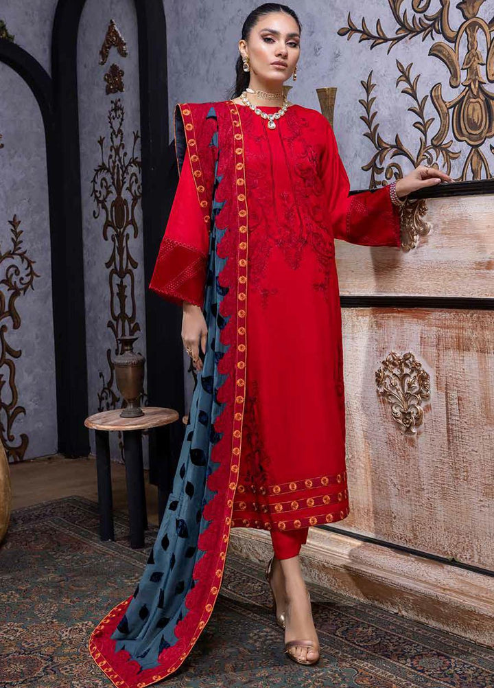 Charizma Embroidered Leather Peach Suits Unstitched 3 Piece CRZ22EL-1 VLS-07 - Winter Collection