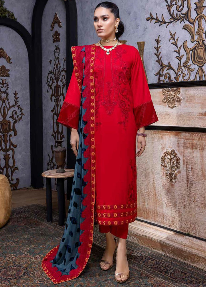 Charizma Embroidered Leather Peach Suits Unstitched 3 Piece CRZ22EL-1 VLS-07 - Winter Collection