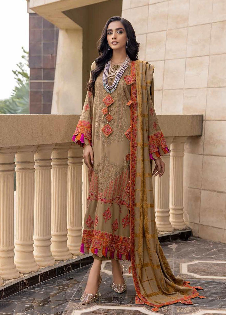 Charizma Embroidered Leather Peach Suits Unstitched 3 Piece CRZ22W CLP-03 - Winter Collection
