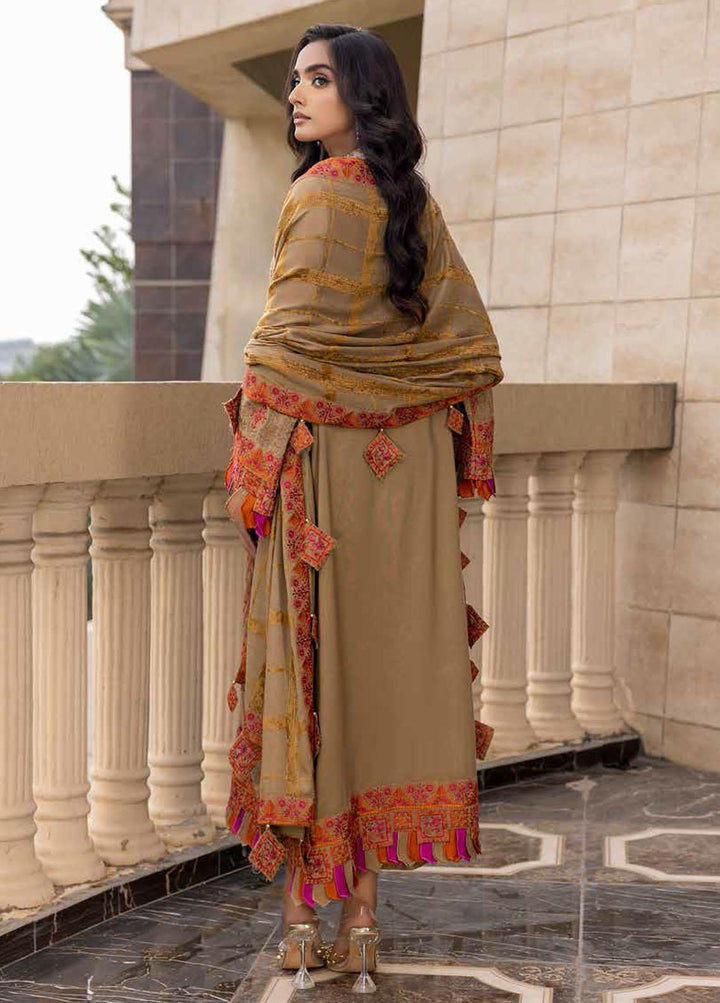 Charizma Embroidered Leather Peach Suits Unstitched 3 Piece CRZ22W CLP-03 - Winter Collection