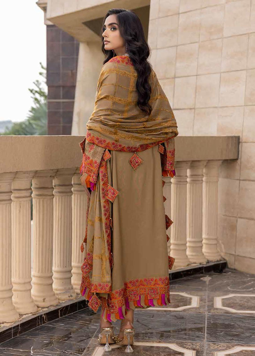 Charizma Embroidered Leather Peach Suits Unstitched 3 Piece CRZ22W CLP-03 - Winter Collection