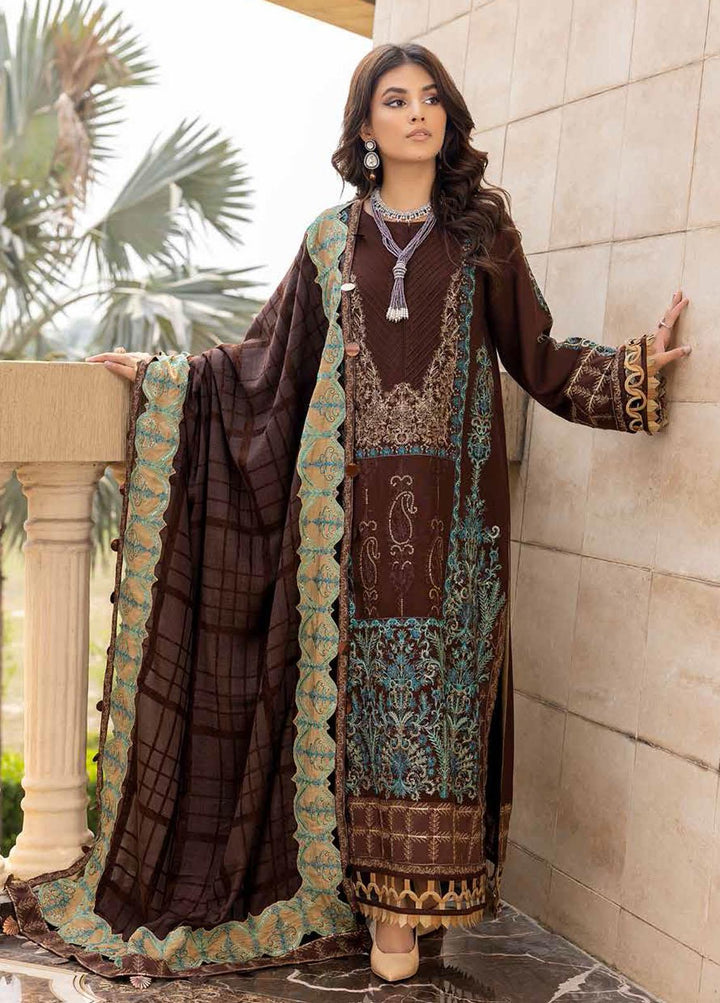 Charizma Embroidered Leather Peach Suits Unstitched 3 Piece CRZ22W CLP-04 - Winter Collection