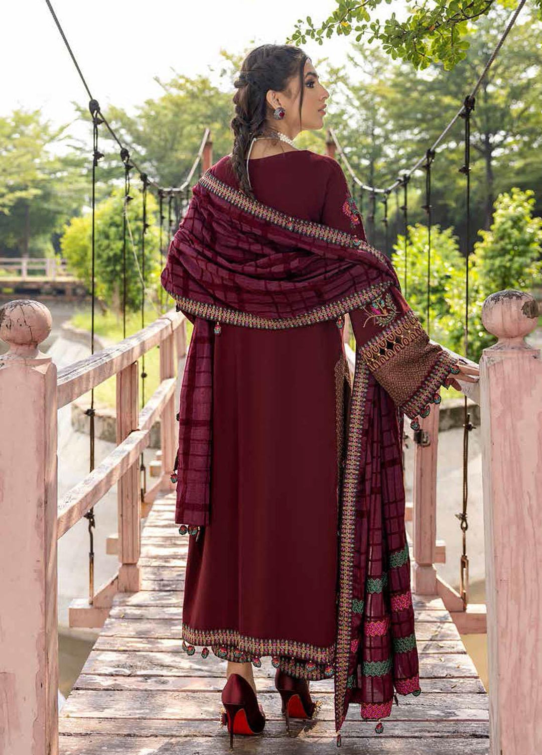 Charizma Embroidered Leather Peach Suits Unstitched 3 Piece CRZ22W CLP-06 - Winter Collection