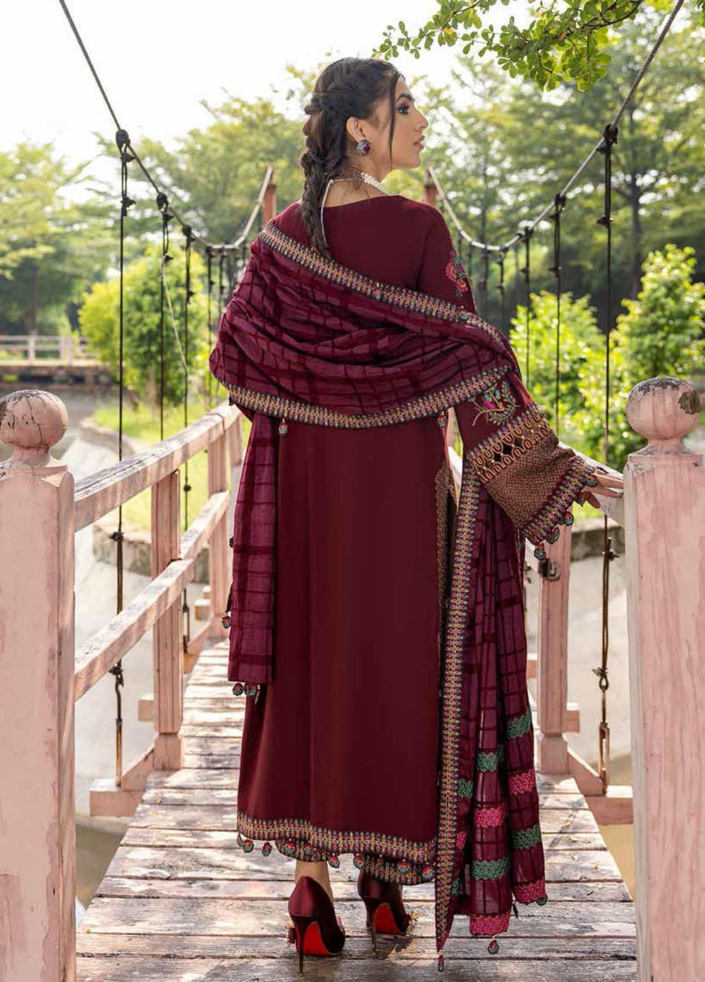 Charizma Embroidered Leather Peach Suits Unstitched 3 Piece CRZ22W CLP-06 - Winter Collection