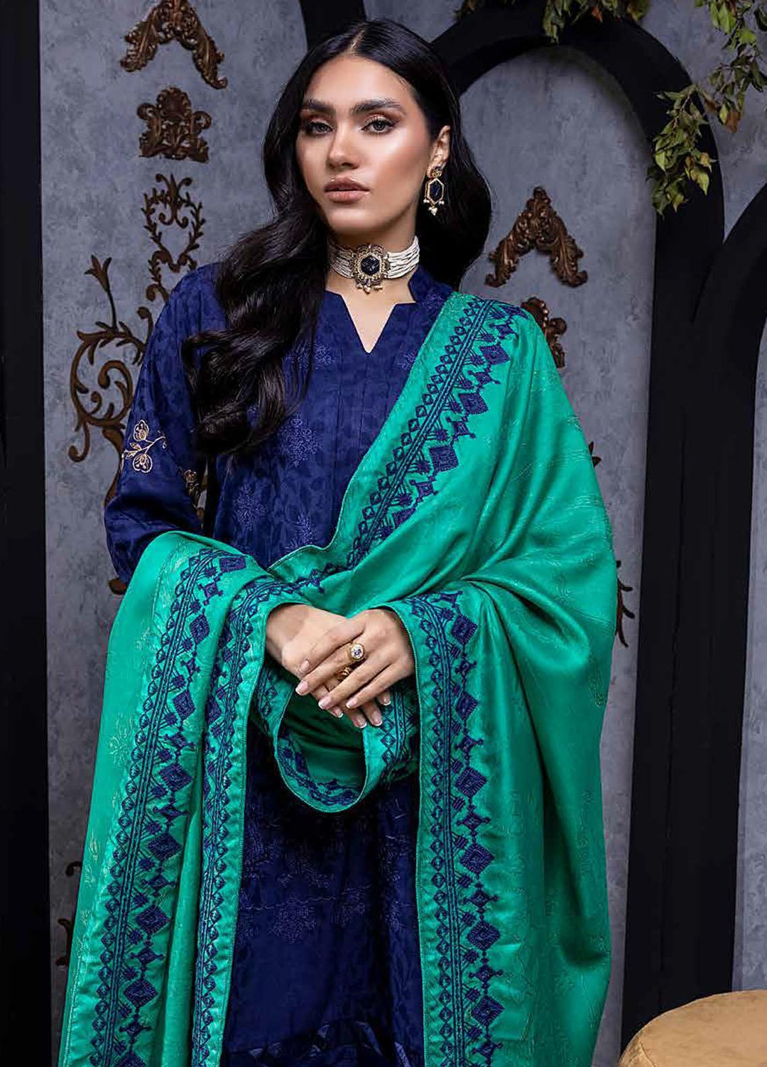 Charizma Embroidered Leather Peach Suits Unstitched 3 Piece CRZ22LW CJW-02 - Winter Collection